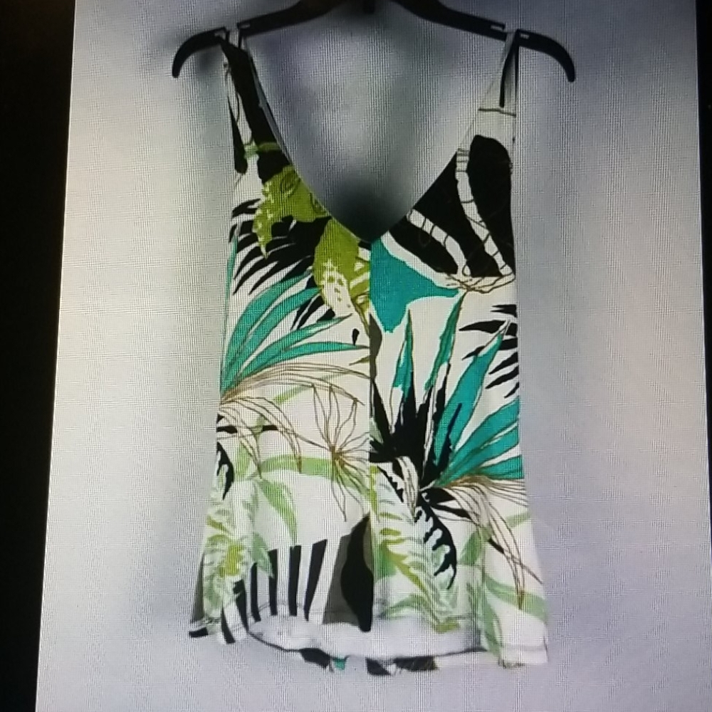 Cache Green Multicolores sleeveless V neck blouse - Picture 3 of 4